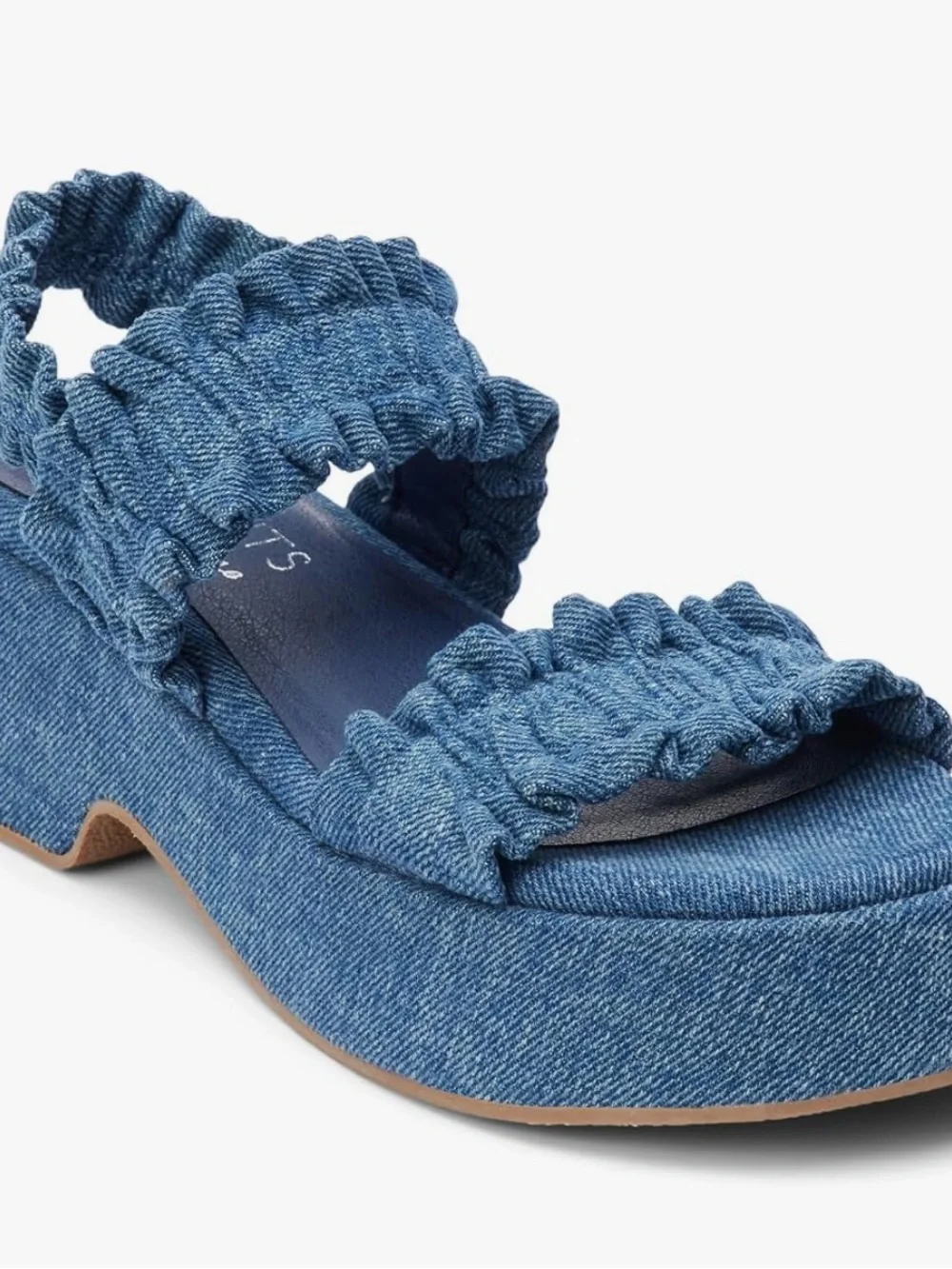 Still in Box: Coconuts by Matisse Blue Denim Ruffle-Strap Platform Sandals 8M